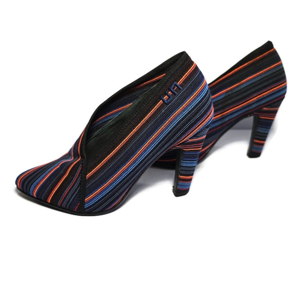 UNITED NUDE Fold Mid Ankle Boot Size 39 US 8.5 Mod Avant Garde Rainbow Striped